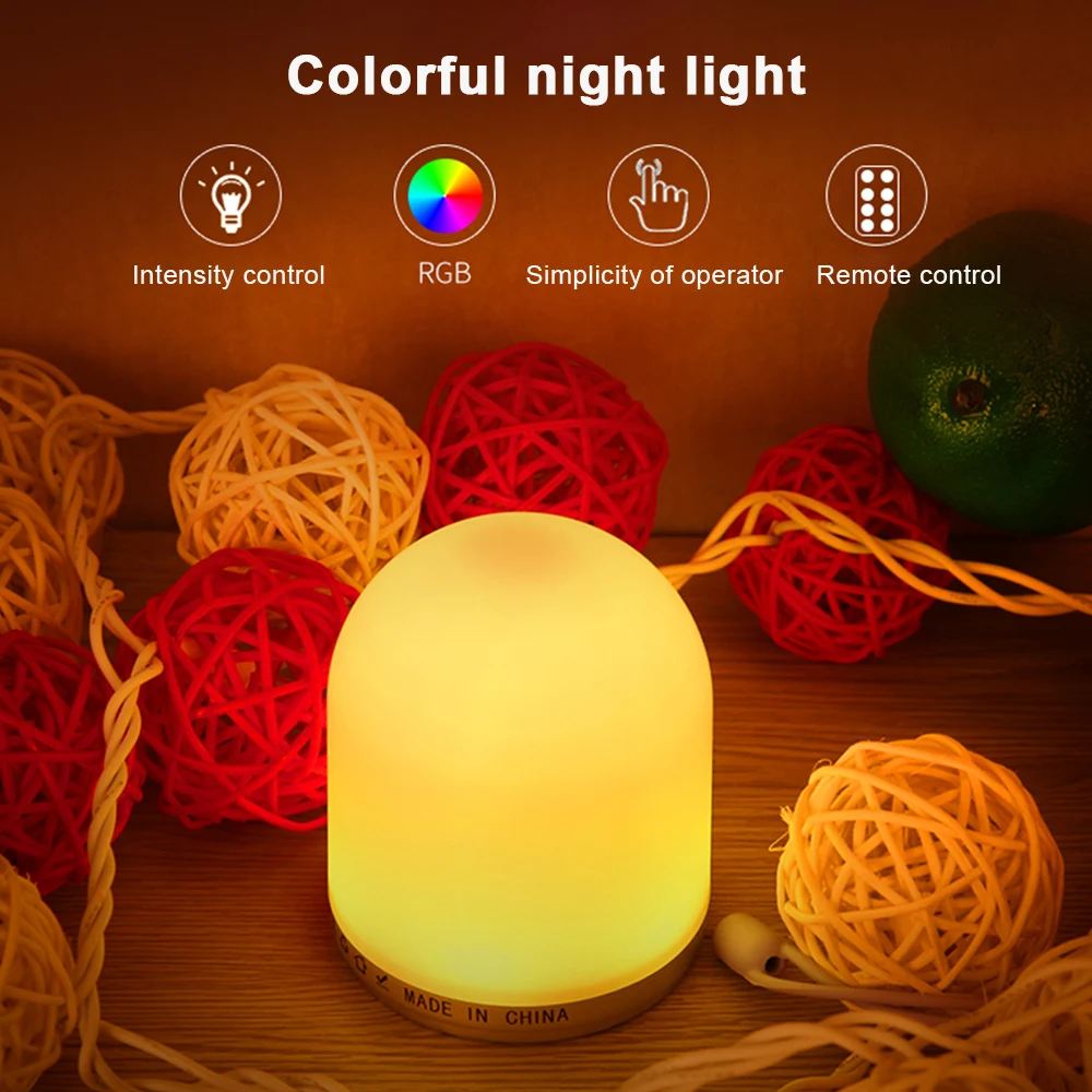 Маленький ночной Светильник RGB меняющая цвет ночник с дистанционным управлением