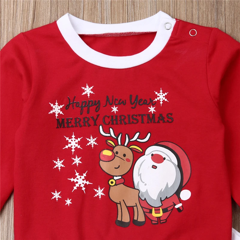 Комплект из 3 предметов для маленьких мальчиков и девочек 0-18 месяцев, Рождественский комбинезон, футболка+ штаны+ шапочка, Рождественский комплект