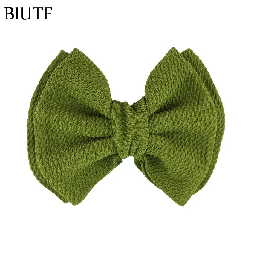 16-army green 5 шт./лот 5 ''двухслойный Seersucker вафельный бант для волос с/без заколки для волос Элегантный головной убор бант Детский Рождественский головной убор HDJ161 - Цвет: 16-army green