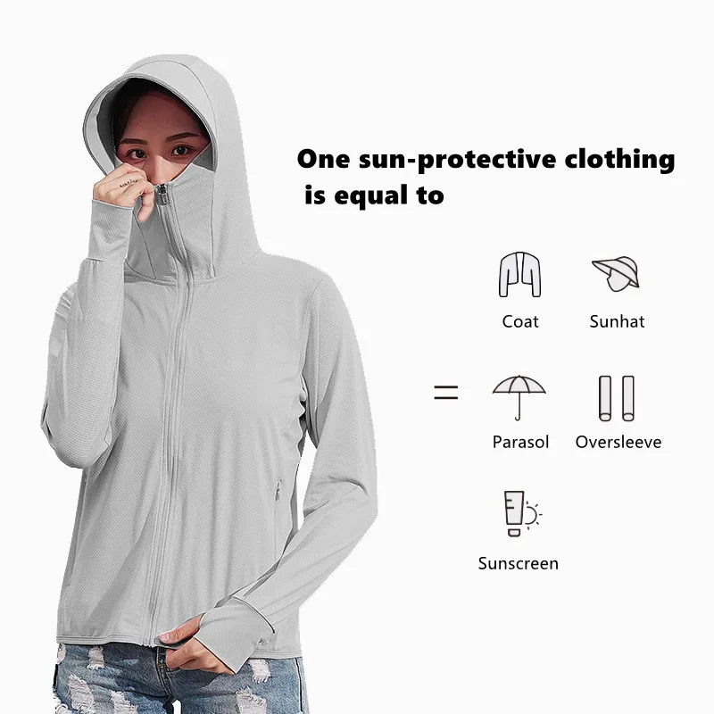 

2024 Summer Sunblock Coat Couple's Thin UV-proof Breathable Quick-dry Sun-protective Clothing Long Sleeve Coat Multi Colors