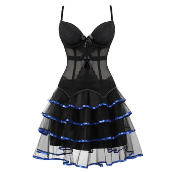 

Sexy Lingerie women's sexy Overbust corset black mini tutu Skirt dress carnival dress costume overbust showgirl S-2XL