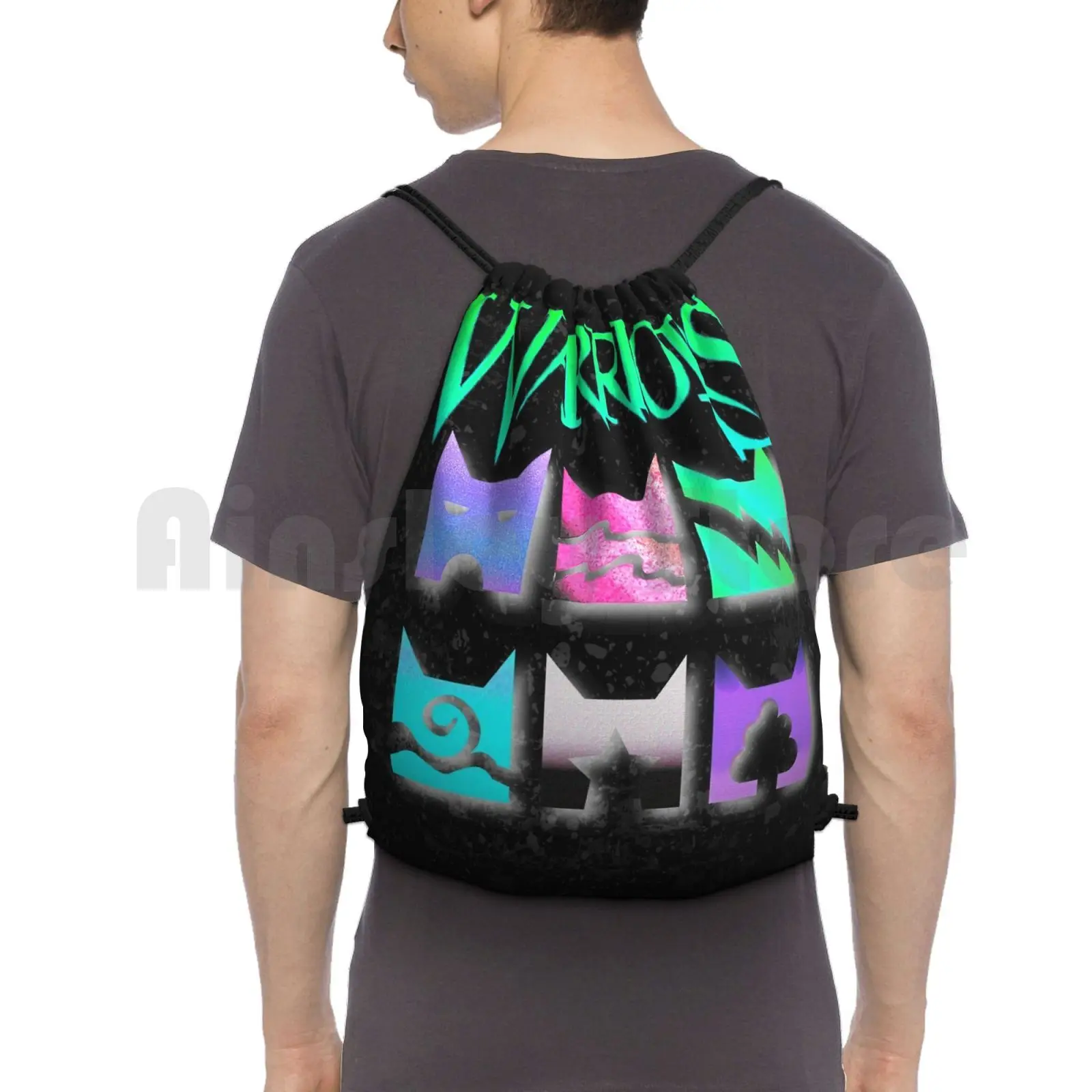 Vaporwave Inverted Cats Clan Icons For Lovers Backpack Drawstring Bags Gym Bag Waterproof Bluestar Firestar | Багаж и сумки