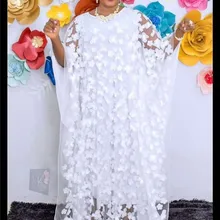 Без шарфа супер размер белое Африканское платье для женщин Африканское женское Дашики модное свободное вышитое длинное платье африканская одежда