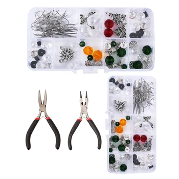 

1 Box DIY 8 Pairs Christmas Dangle Earring Making Kit with Beads Earring Hooks AXYD