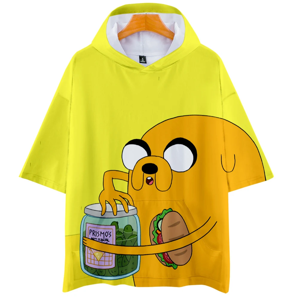 Adventure Time with Finn and Jake толстовка с капюшоном короткими рукавами летняя Толстовка в