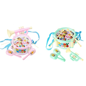 

6 Pcs Children Toy Instruments Kit Drum Small Sand Hammer Horn Kits Music Early Educational Baby Toys Gift Toys Gift