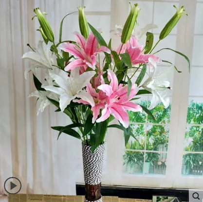 Artificial Lily simulation bouquet single living room indoor table decoration flower decoration vase flower arrangement