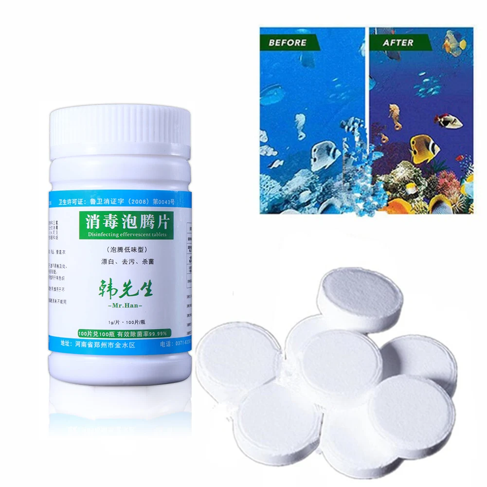 

100Pcs Tablets Disinfection Pills Swimming Pool Chlorine Tablets Instant Effervescent Pipes Cleaning Water Home Use Disinfection