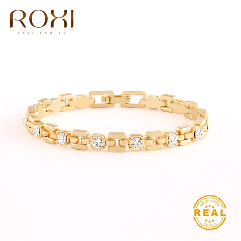ROXI Новые Роскошные блестящие Австрийские хрустальные теннисные браслеты для женщин Белый AAA Браслет с фианитовыми подвесками и браслеты свадебные украшения
