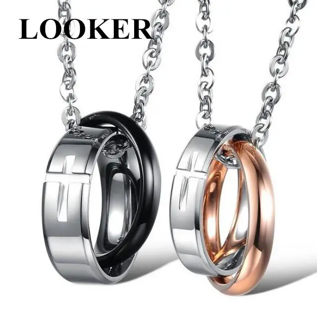 LOOKER Fashion Lover's Necklaces Classical 316L Stainless Steel Cross Design Pendant New Rose Gold/Black Color Jewelry | Украшения и