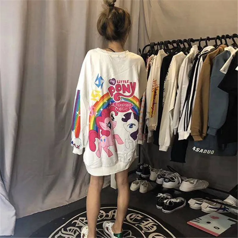 Аниме толстовки женские Kawaii девушки милые женские пуловеры, топы Свободные Мультяшные японские худи женские осенние свободные зеленые толстовки