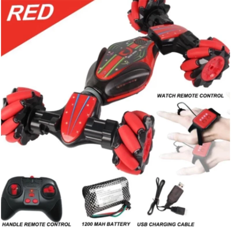 Tanie Wykrywanie gestów Stunt zdalnie sterowanym samochodowym lekkim światłem dla dzieci muzyka skręcanie deformacji samochodu wspinaczka Off road prezenty dla dzieci