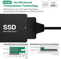 usb 2 USB 3.0 SATA III Hard Drive Adapter Cable for 2.5 Inch SSD & HDD with Support UASP-20cm, Black (3)