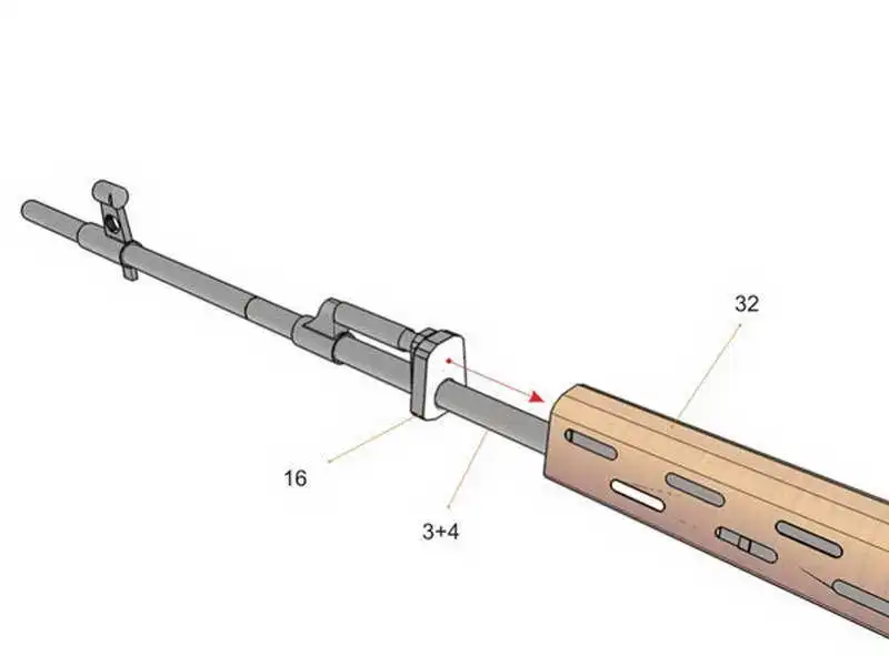 1.22 M Long SVD Draco Lyapunov Dragunov Sniper 1:1 Sniper Step 3D Paper Model