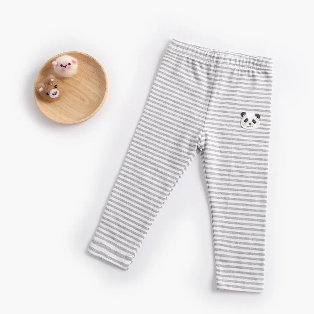 

Baby Girls Autumn And Winter Pure Cotton Baby Pants 2018 Unisex Cartoon Leggings Children Stripes Tight-Fit Casual in