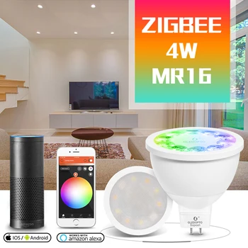 

GLEDOPTO ZigbeeZLL 4W MR16 rgbcct 2700~6500K app control work with Amazon echo plus and many gateways zigbee warm cool white