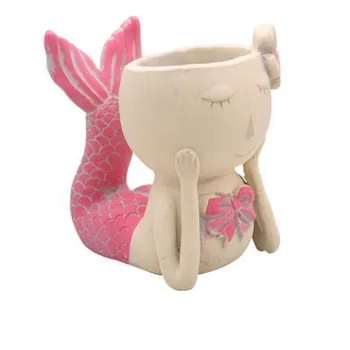 

Synthetic resin Nordic lovely Mermaid flowerpot, versatile and practical home garden furnishings