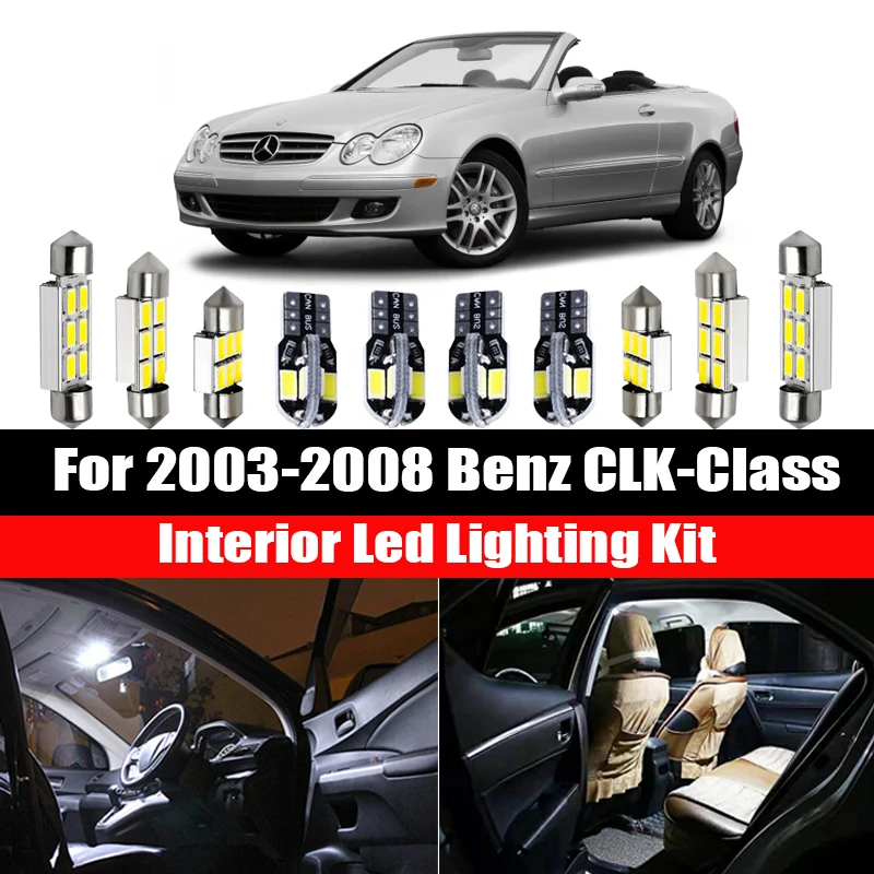 16Pcs Canbus Bianco Nessun Errore Led Lettura Interna Cupola Mappa Lampadine Kit Per Accessori Auto Classe Clk 2003-2008 Benz