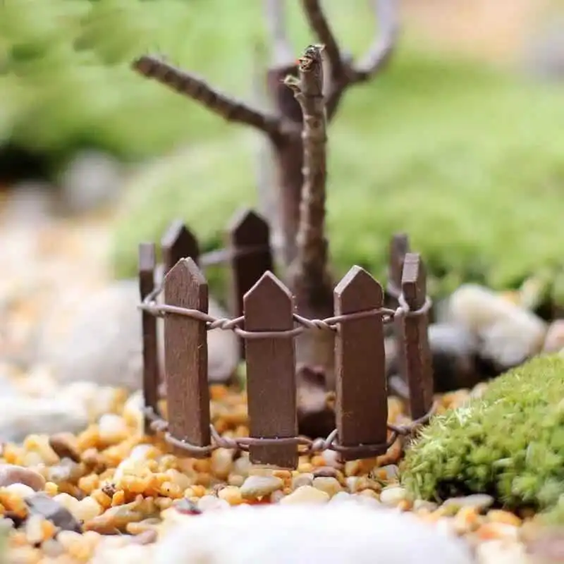 10 см* 3 см миниатюрный маленький деревянный забор DIY кукольный домик Сказочный Сад Микро растительный горшок Декор бонсай Террариум орнамент