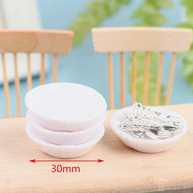 1:12 Dollhouse Miniature Plate Knife Fork Spoon Set Tableware Doll Kitchen Tableware Decor Accessories Toys