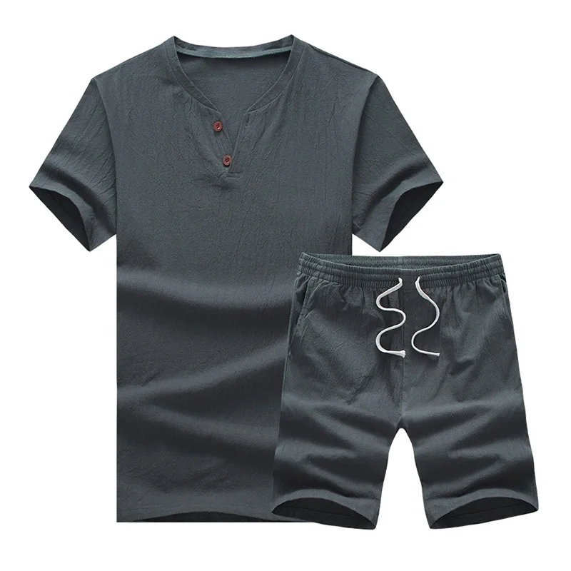 Shirt Shorts Men Autumn New Arrival Men Shirt Cotton and Linen Shirts Short Sleeve Men's Casual Fashion Shirts Plus Size Y