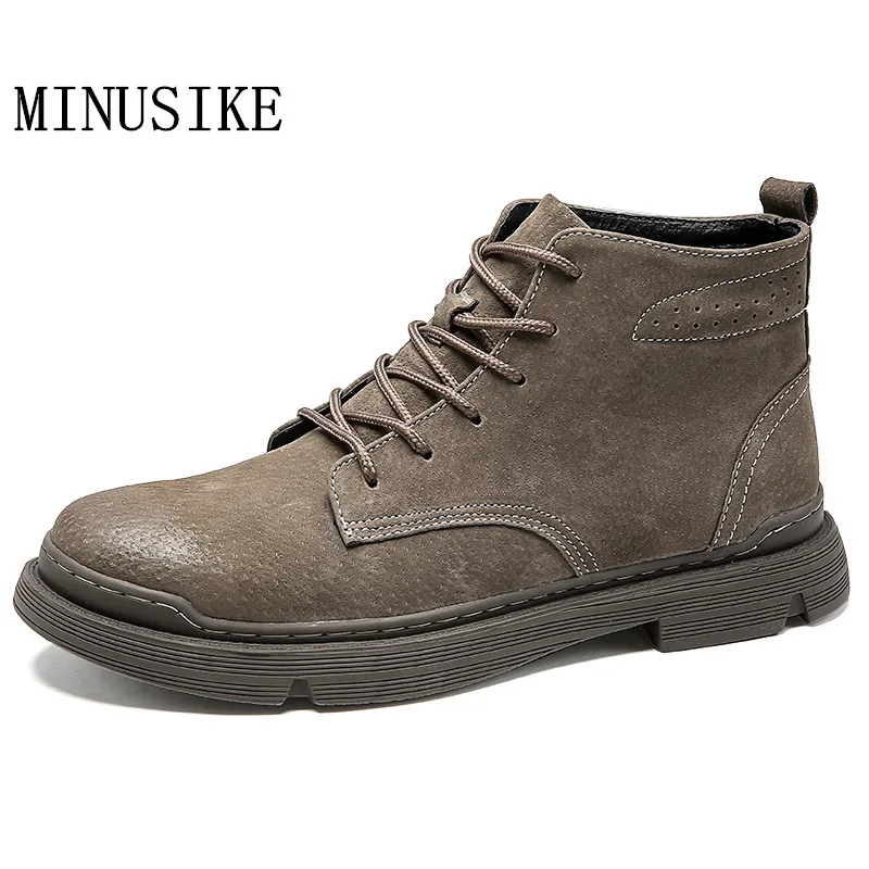 2020 Spring New Fashion Ankle Boots Men Locomotive Martin Wear Firm Vintage Winter Shoes High Top Leather Casual | Обувь