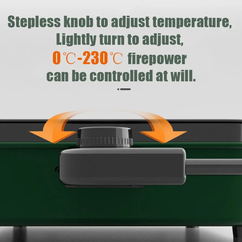 New stainless steel frying and grilling dual-purpose smokeless barbecue grill non-stick electric bakeware household high power 5