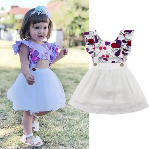 

Cute Toddler Baby Girls Princess Floral Tutu Tulle Party Dress Sundress Clothes