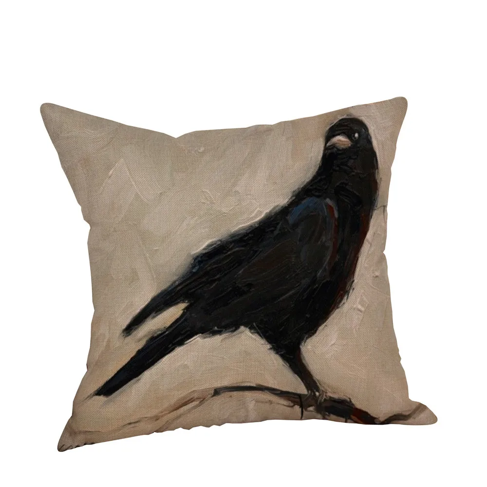 

Halloween Crow Printed Cushion Cover Decorative Linen Pillow Cases Sofa Seat Throw Pillow Cover Home Decor 45x45cm #T1P