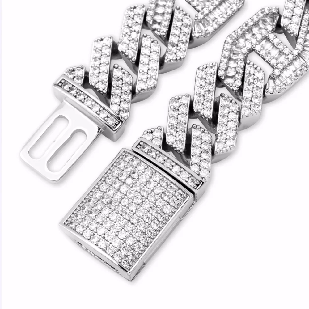 GUCY кольцо с крапановой закрепкой камня кубинские цепи ожерелье для мужчин хип-хоп Iced Out проложенный Bling багет циркон ожерелье рэпера ювелирные изделия