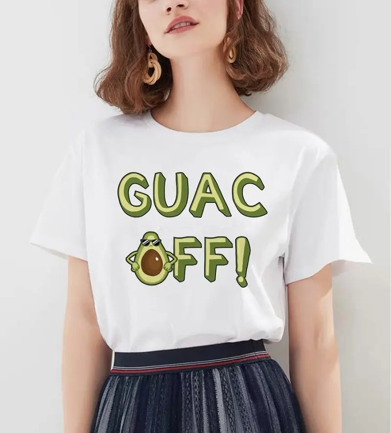Kawaii Avocado Funny Cartoon T Shirts Women Harajuku Ullzang 90s T-shirt Graphic Cute Grunge Tshirt Korean Style Top Tees Female