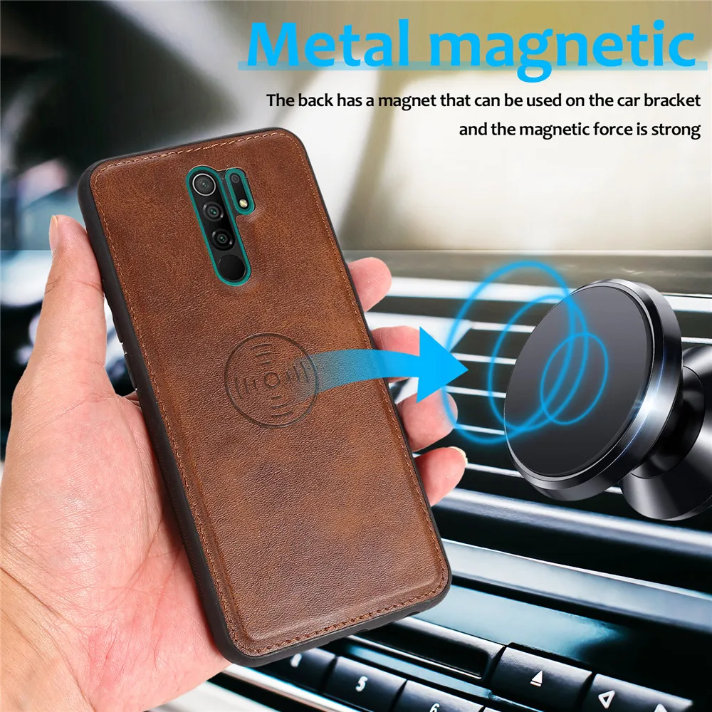 Strong Magnetic Leather Case For Xiaomi Redmi 9 9A 9C Note 9 9S 8 Pro Max Flip Wallet Card Holder Stand Phone Bags Cover Coque