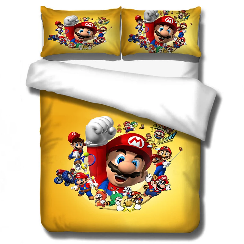 colour 6 Постельное белье 3D Super Mario Bros. Детский комплект, милый мультяшный персонаж, напечатанный пододеяльник, набор постельного белья, постельное белье, Твин, полный, королева, король - Цвет: colour 6