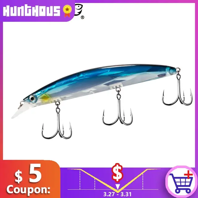 US $4.63 Hunthouse laser minnow LW407 133mm19g wobblers crankbait floation diving 0-2m hard fishing lure Art
