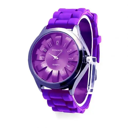 Повседневные силиконовые часы, желе-ремешок, цветочный циферблат, спортивный стиль, часы для мужчин и женщин, кварцевые наручные часы, женские нарядные часы, подарок, роскошные - Цвет: Фиолетовый