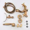 ULGKSD Antique Bronze Bathtub Shower Faucet W/ Brass Spray Wall Mount Hot and Cold Water Mixer Tap Para Bath Shower 6