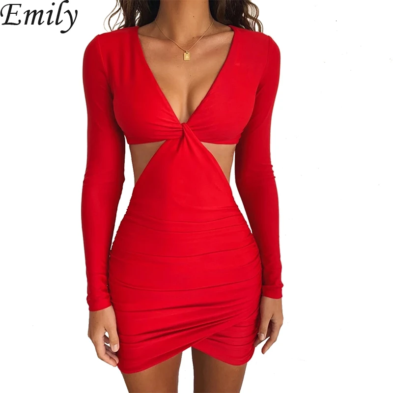 Женское облегающее мини платье без рукавов с глубоким V образным вырезом|Платья| |