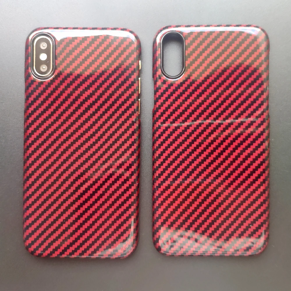 Carbon Fiber Case for iPhone XS Case Ultr-thin Aramid Fiber Protective for iPhone X luxury Glossy Red Phone Cover Coque Funde iphone 7 waterproof case