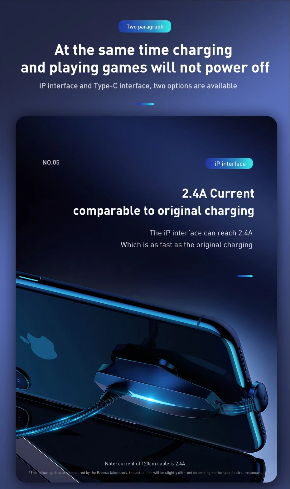 Baseus дизайн для игр кабель для iPhone кабель для зарядки с красочными лампами usb type C кабель для samsung Xiaomi USB C интерфейс