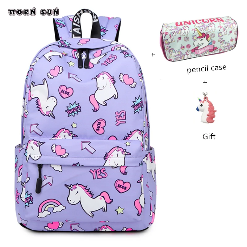 Мультяшный рюкзак с единорогом модный принт водонепроницаемые школьные рюкзаки