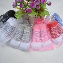 6 пар; Разноцветные объёмные носки для новорожденных; полосатые детские дезодоранты для мальчиков и девочек; впитывающие пот хлопковые носки-Тапочки