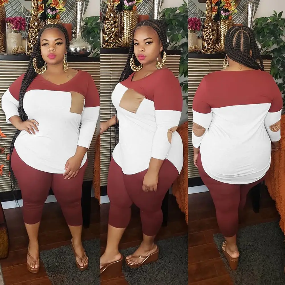 

New Plus Size XL-4XL 2020 Summer Women Sets Tracksuits Full Sleeve Top+Pants Suit two Pieces Set Sporty Fitness Outfits