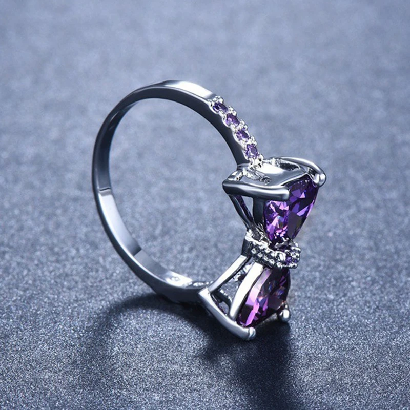Exquisite Women Rings Bowknot Joint Silver Ring Romantic Female Engagement Party Jewelry Love Gifts