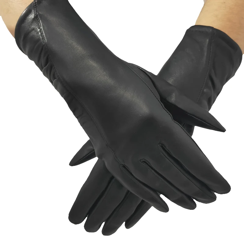 

New Women's Gloves High Quality Elegant Genuine Leather Winter Warm Fluff Woman Soft Female Fur Lining High-quality Mittens