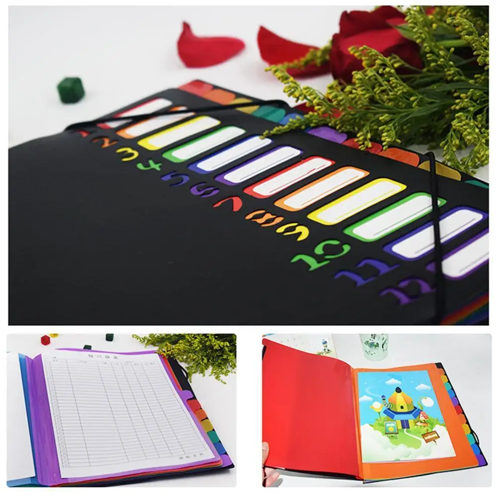 

New Listing Rainbow Multi-Page Classification Folder Bag Folder PP Holder Helper Good Learn Office Storage File Portfolio A S3N8