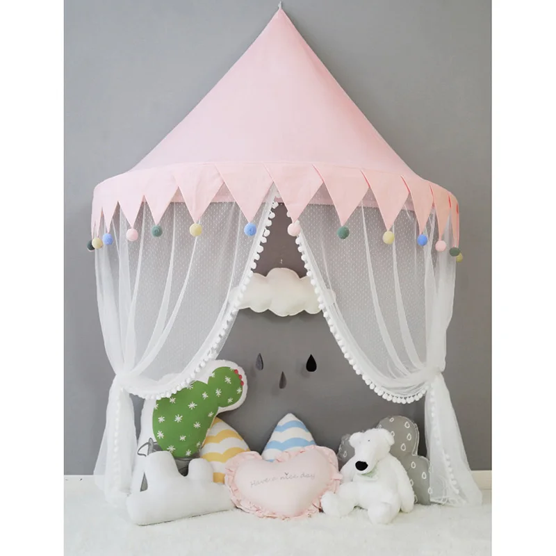 Детская игровая палатка Tipi Tente Enfant детская кровать навес кроватка москитная сетка детский Декор Прорезыватели Для детский игровой домик Ciel de Lit - Цвет: pink ball