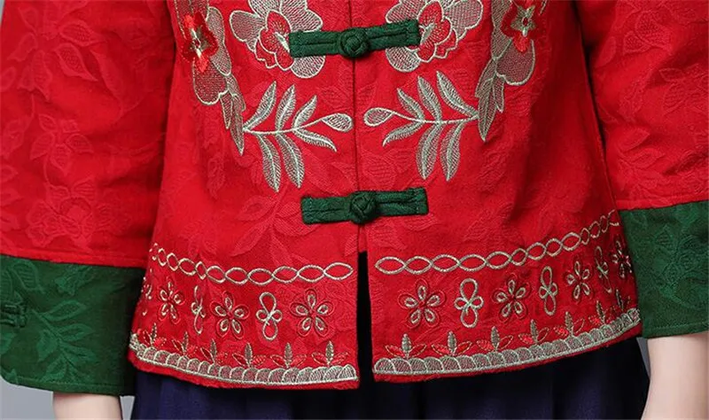Женская одежда в китайском стиле зимняя стеганая куртка жаккардовый воротник Питер Пэн вышитое короткое тонкое пальто для женщин