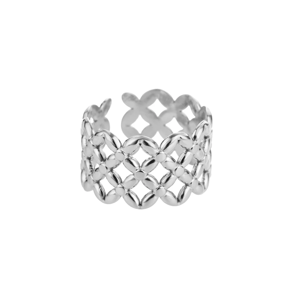 Finger Ring Vintage Geometric Wide Rings For Women Stainelss Steel Opening Gold Color Wedding Ring Jewelry