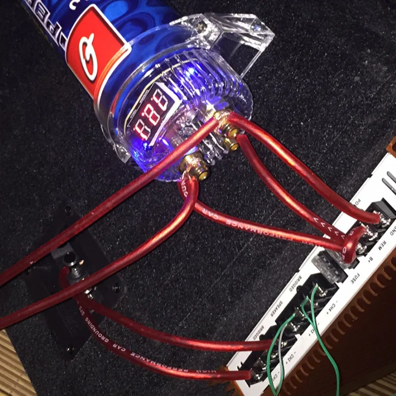 1pc 4.0 Farad Super Capacitor For Car Audio Modified Subwoofer With LED Colorful Lights Voltage Display Power