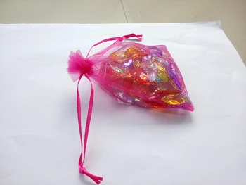 

50pcs 15*20 Rose Red gift bags for jewelry/wedding/christmas/birthday Organza Bags with handles Packaging Yarn bag